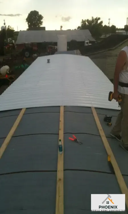 Expert Mobile Home Roofing Service Metal roofing installation on mobile home for improved durability and weather resistance