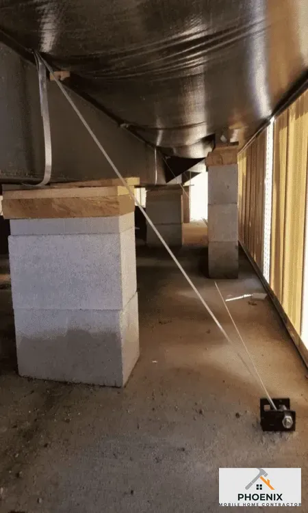 Permanent Mobile Home Tie Down Permanent block foundation and tie-down system for double-wide manufactured home in Chandler, Arizona
